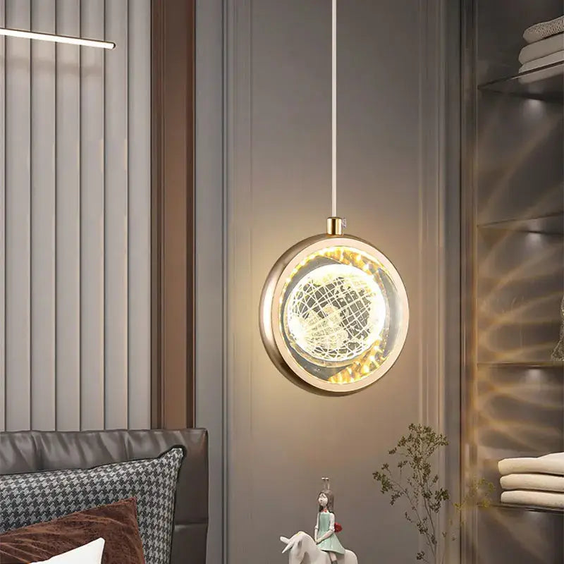 Luxury gold deer crystal ball chandelier bedroom pendant light