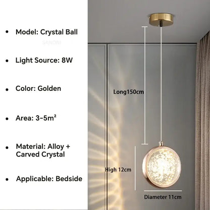 Luxury gold deer crystal ball chandelier bedroom pendant light