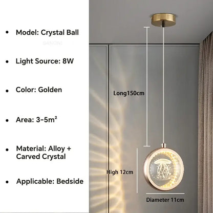 Luxury gold deer crystal ball chandelier bedroom pendant light