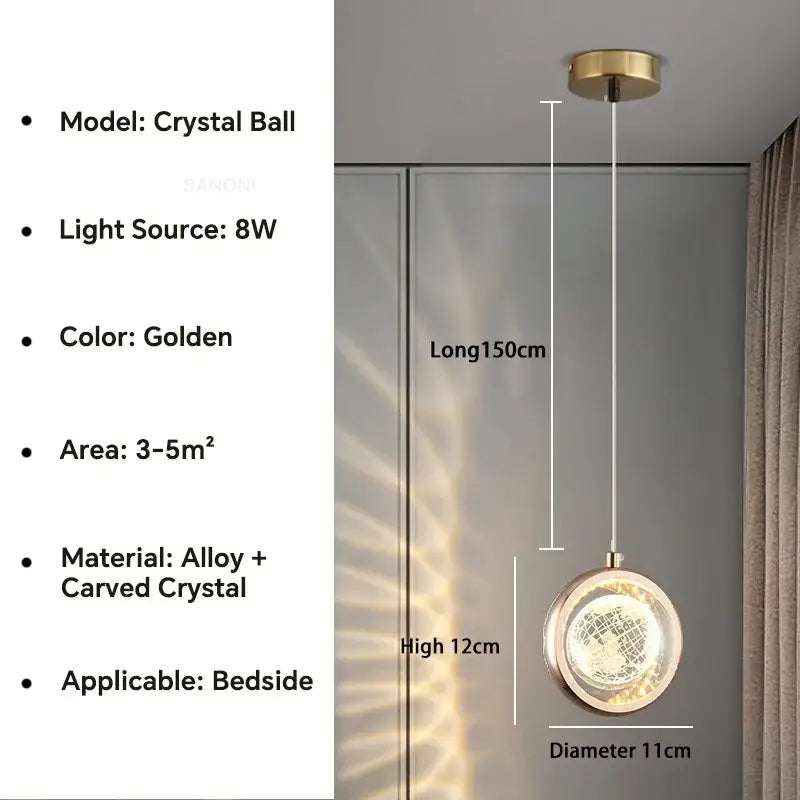Luxury gold deer crystal ball chandelier bedroom pendant light