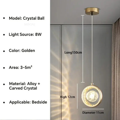 Luxury gold deer crystal ball chandelier bedroom pendant light