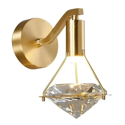 Luxury gold diamond crystal wall lamp for living room