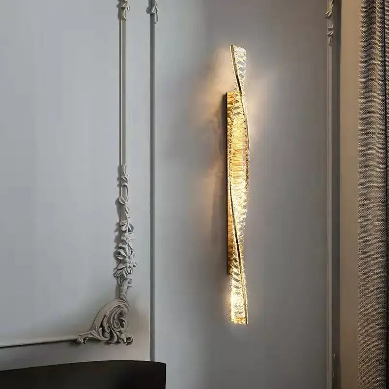 Luxury gold dimmable crystal wall sconce living room light fixture