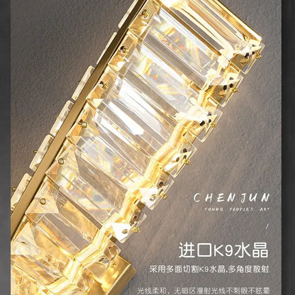 Luxury gold dimmable crystal wall sconce living room light fixture