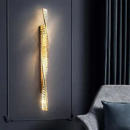 Luxury gold dimmable crystal wall sconce living room light fixture