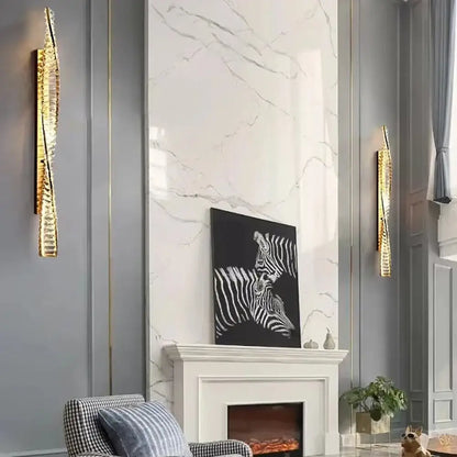Luxury gold dimmable crystal wall sconce living room light fixture