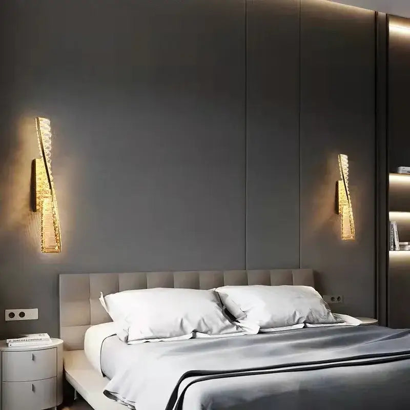 Luxury gold dimmable crystal wall sconce living room light fixture
