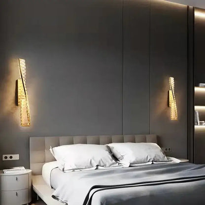 Luxury gold dimmable crystal wall sconce living room light fixture