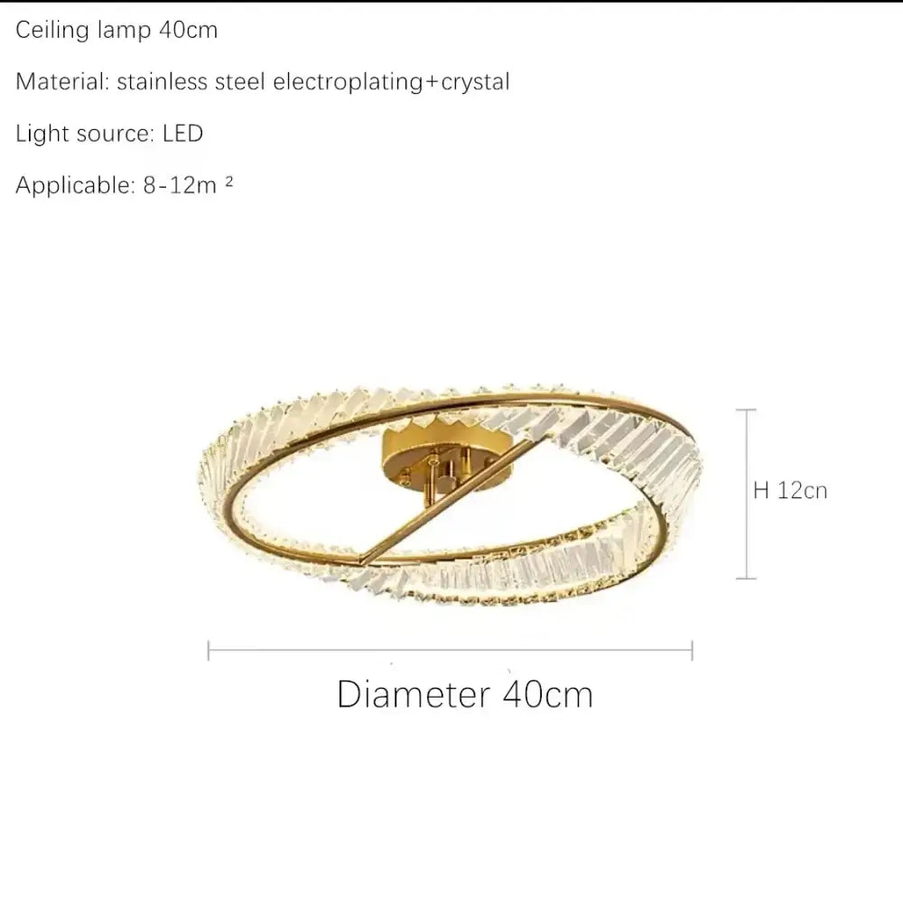 Luxury gold dna spiral crystal chandelier living room ring light