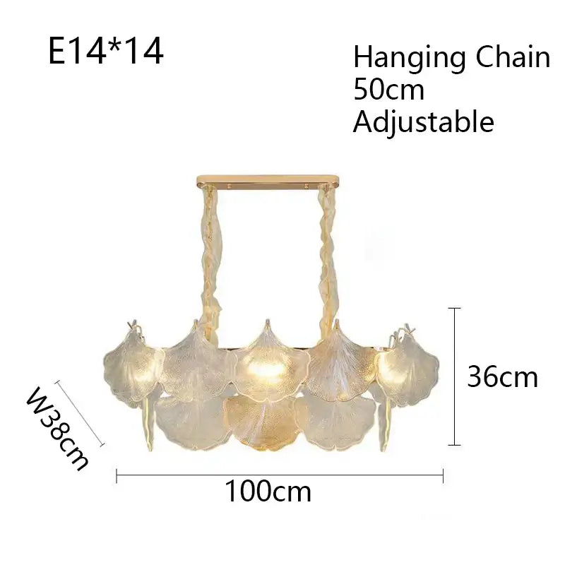 Luxury gold glass shell ceiling pendant light for bedroom
