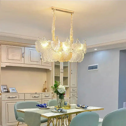 Luxury gold glass shell ceiling pendant light for bedroom