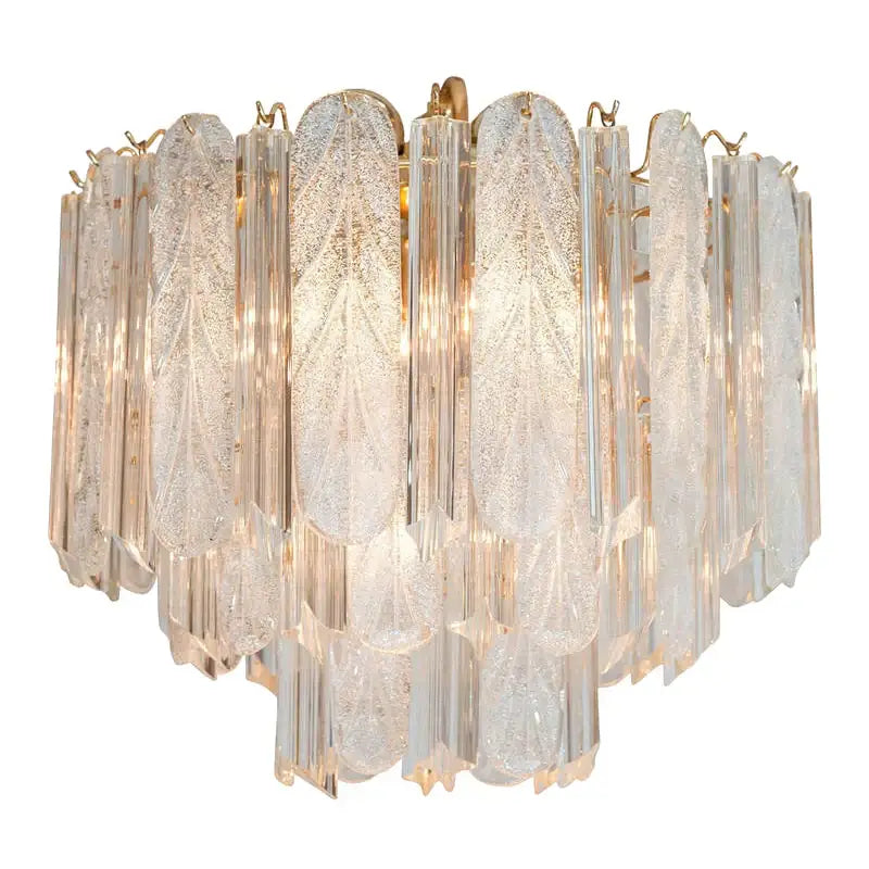 Luxury gold leaf crystal bedroom pendant lamp