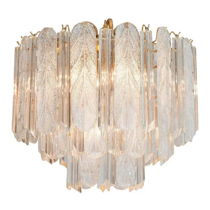 Luxury gold leaf crystal bedroom pendant lamp