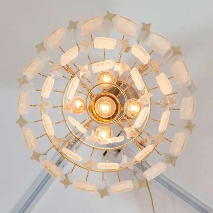 Luxury gold leaf crystal bedroom pendant lamp