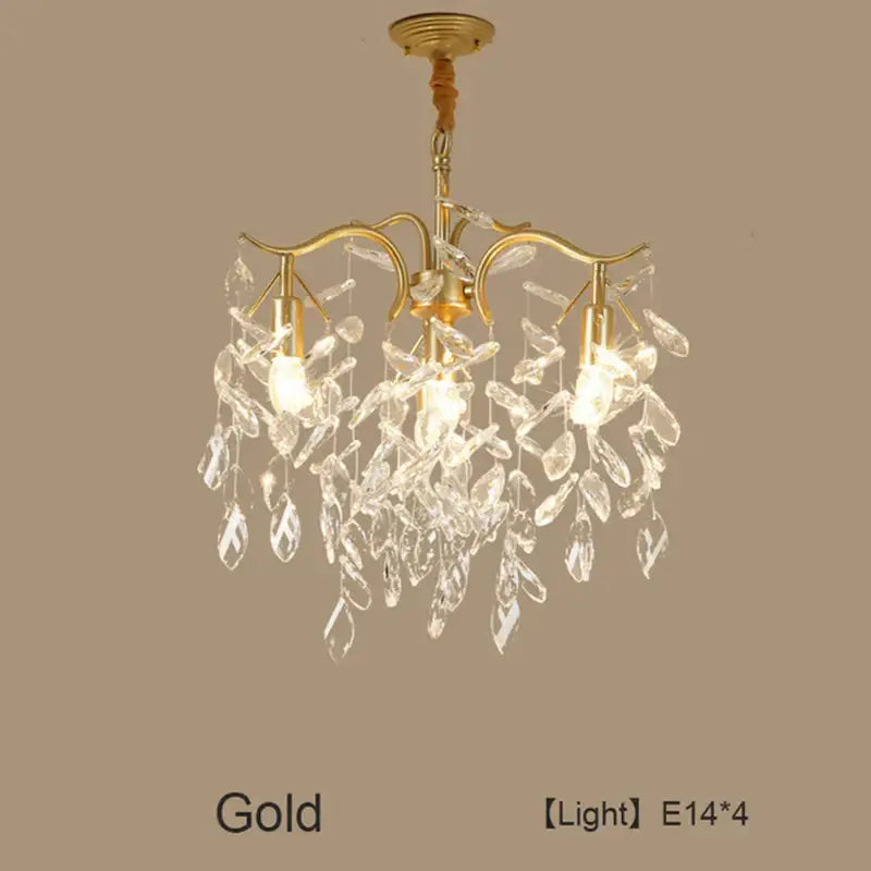 Luxury gold leaf crystal led chandelier living room light