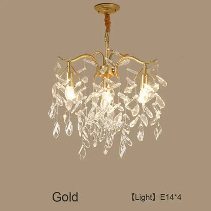 Luxury gold leaf crystal led chandelier living room light
