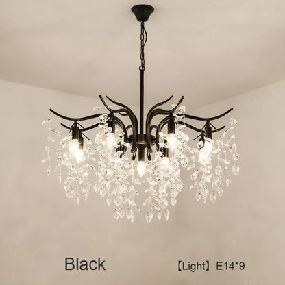 Luxury gold leaf crystal led chandelier living room light
