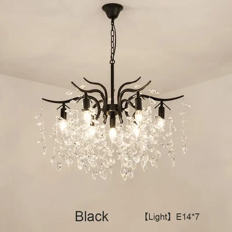 Luxury gold leaf crystal led chandelier living room light