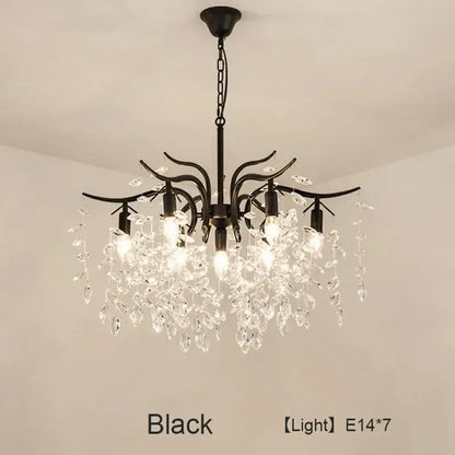 Luxury gold leaf crystal led chandelier living room light