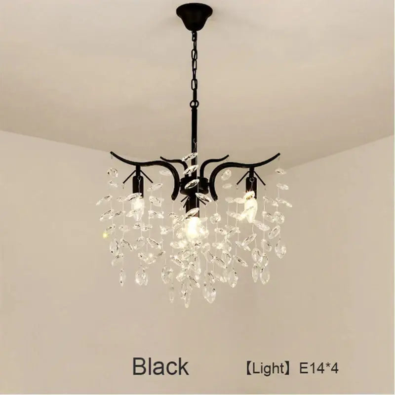 Luxury gold leaf crystal led chandelier living room light
