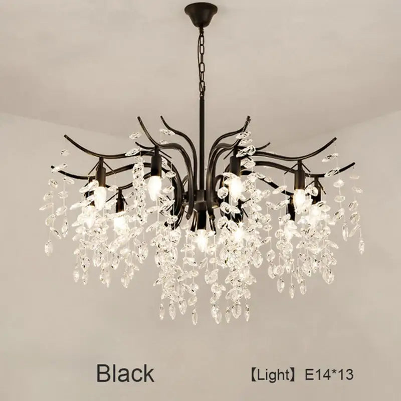Luxury gold leaf crystal led chandelier living room light