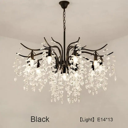 Luxury gold leaf crystal led chandelier living room light