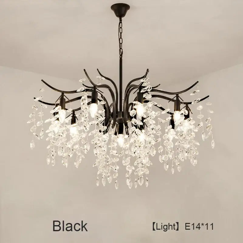 Luxury gold leaf crystal led chandelier living room light