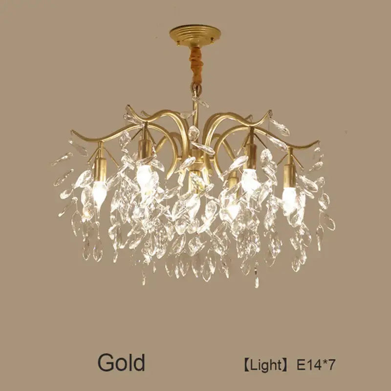 Luxury gold leaf crystal led chandelier living room light