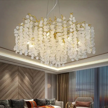 Luxury gold money tree crystal chandelier for living room