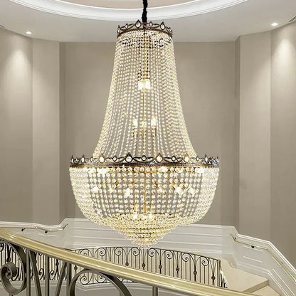 Luxury gold multi tier crystal led chandelier dining room