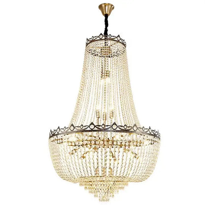Luxury gold multi tier crystal led chandelier dining room