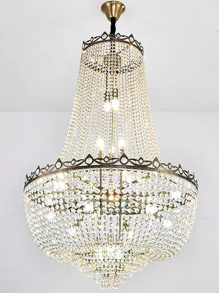 Luxury gold multi tier crystal led chandelier dining room