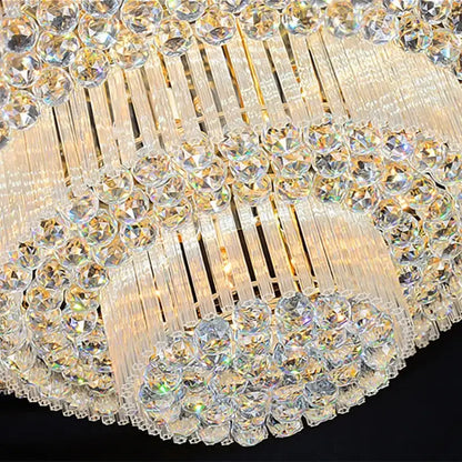 Luxury gold multi-tiered crystal led chandelier for living room