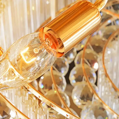 Luxury gold multi-tiered crystal led chandelier for living room