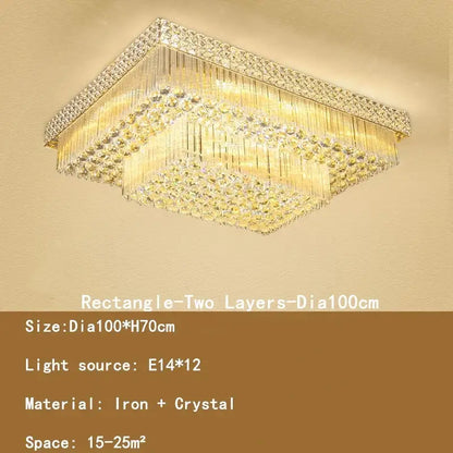Luxury gold multi-tiered crystal led chandelier for living room