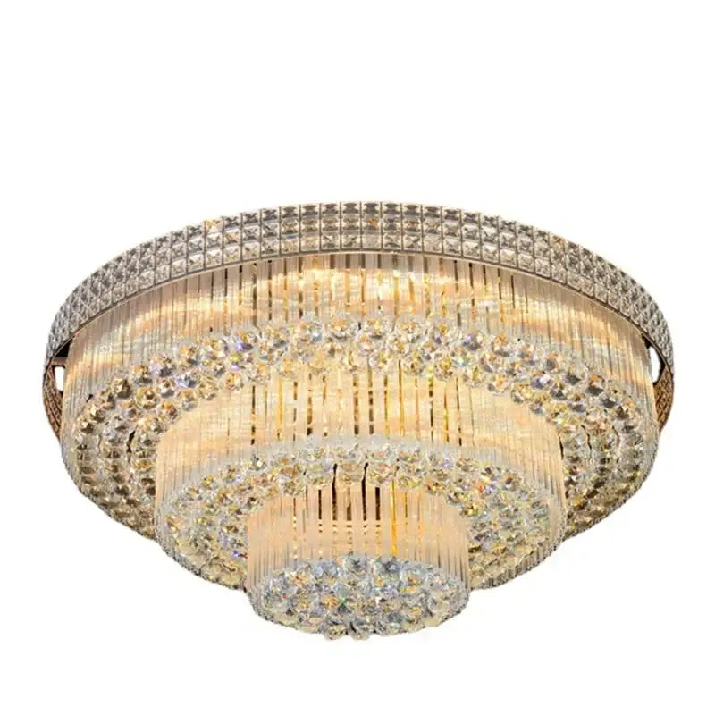 Luxury gold multi-tiered crystal led chandelier for living room