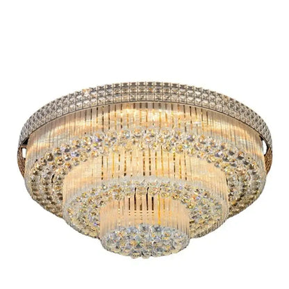 Luxury gold multi-tiered crystal led chandelier for living room