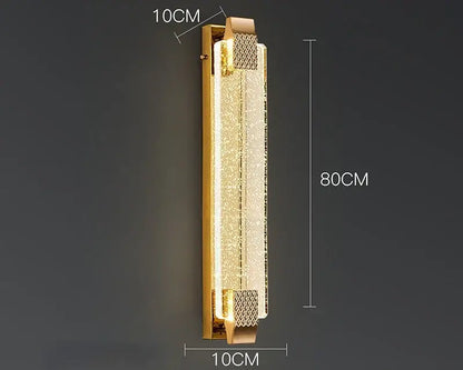Luxury gold rectangular crystal wall lamp bedroom decorative light
