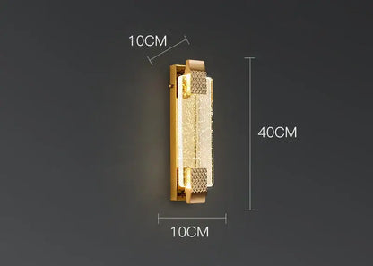 Luxury gold rectangular crystal wall lamp bedroom decorative light