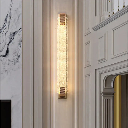 Luxury gold rectangular crystal wall lamp bedroom decorative light