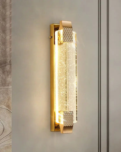 Luxury gold rectangular crystal wall lamp bedroom decorative light
