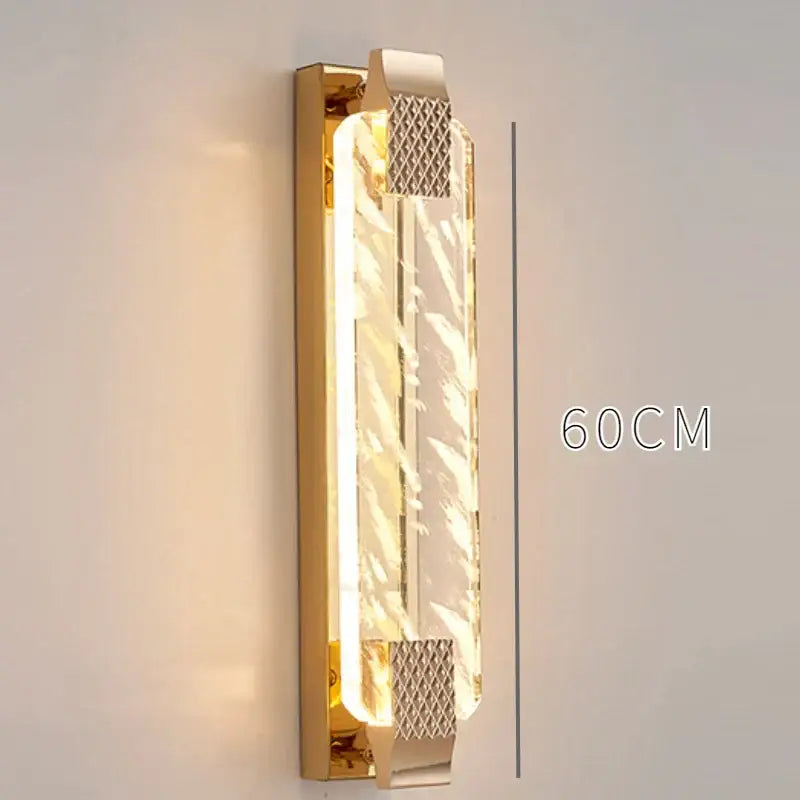 Luxury gold rectangular crystal wall lamp for bedroom decor