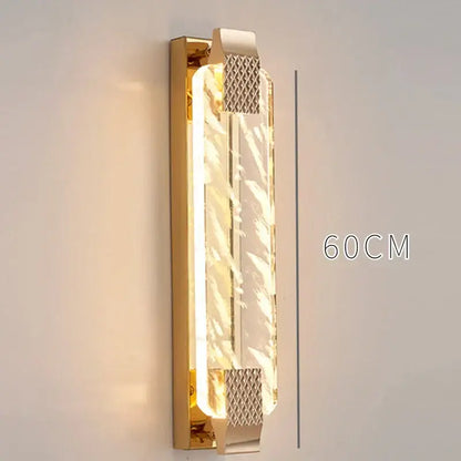 Luxury gold rectangular crystal wall lamp for bedroom decor