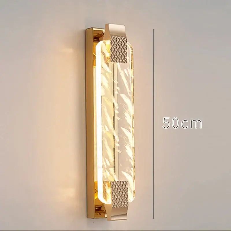 Luxury gold rectangular crystal wall lamp for bedroom decor