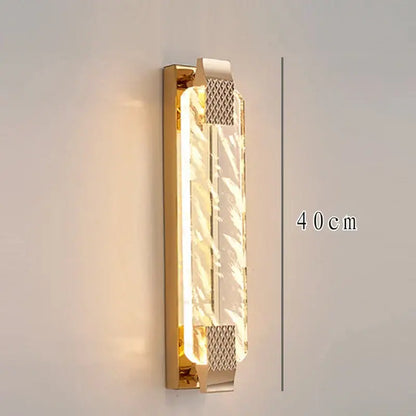 Luxury gold rectangular crystal wall lamp for bedroom decor