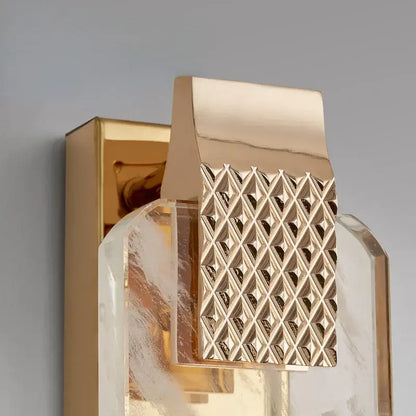 Luxury gold rectangular crystal wall lamp for bedroom decor