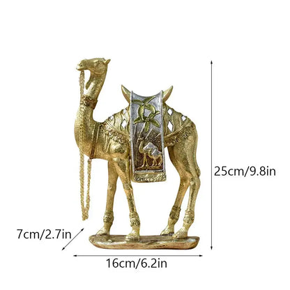Luxury gold & silver camel resin art ornament living room decor