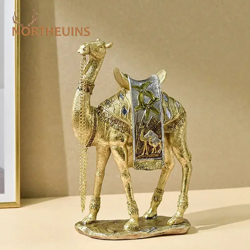 Luxury gold & silver camel resin art ornament living room decor