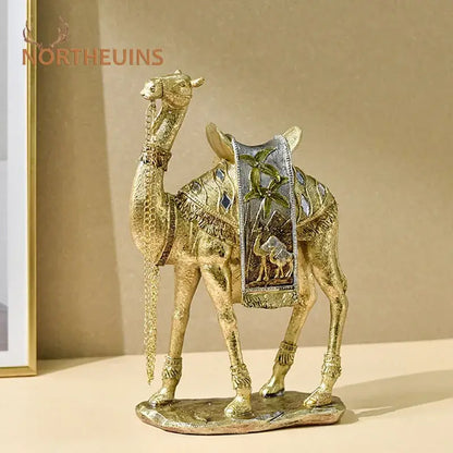 Luxury gold & silver camel resin art ornament living room decor
