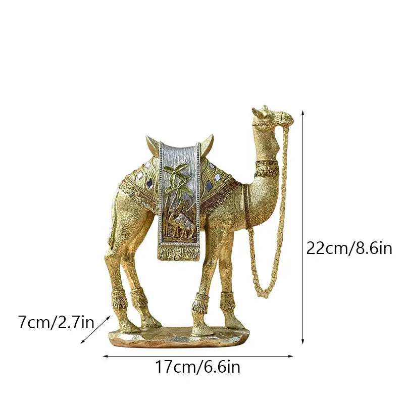 Luxury gold & silver camel resin art ornament living room decor